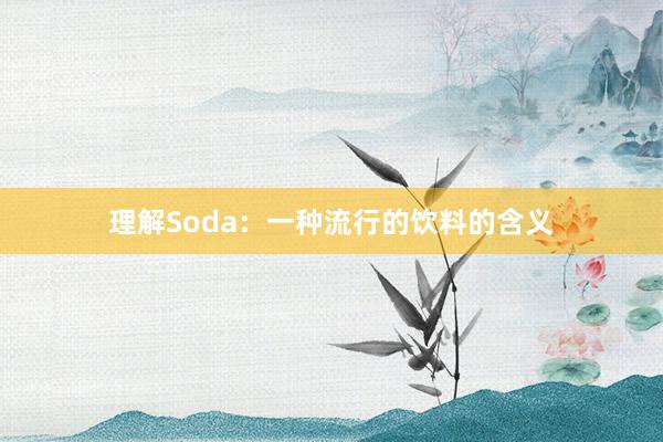 理解Soda：一种流行的饮料的含义